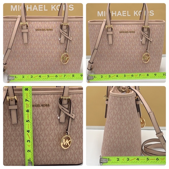 MICHAEL KORS Jet Set Travel Extra-Small Saffiano Leather Top-Zip Tote Bag BALLET - Picture 11 of 16